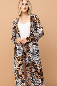 And The Why Leopard Kimono Open Front Longline Cardigan - Brittney MADE