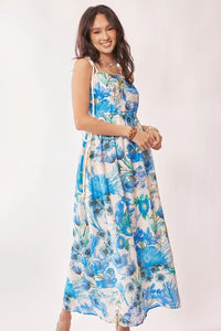 Davi & Dani Tropical Boho Printed Detail Cut Out Maxi Dress - Brittney MADE