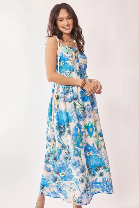 Davi & Dani Tropical Boho Printed Detail Cut Out Maxi Dress - Brittney MADE