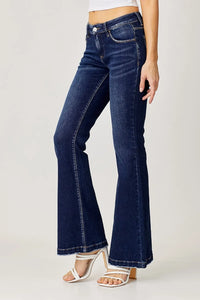 RISEN Full Size Low Rise Flare Jeans - Brittney MADE