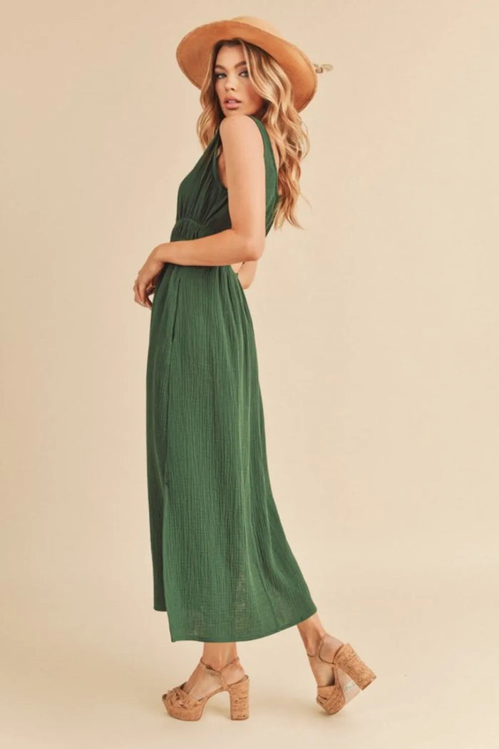 Aemi + Co Side Slit Round Neck Sleeveless Tank Dress - Brittney MADE