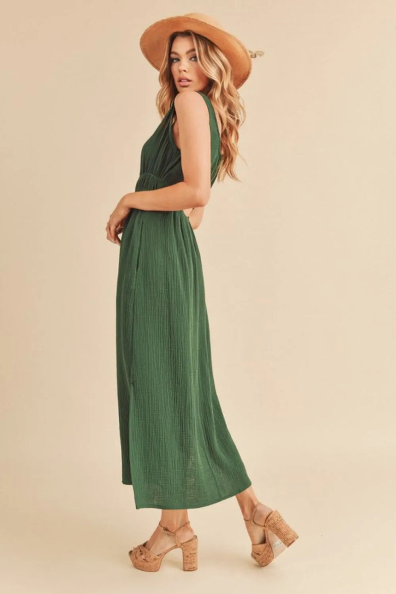 Aemi + Co Side Slit Round Neck Sleeveless Tank Dress - Brittney MADE