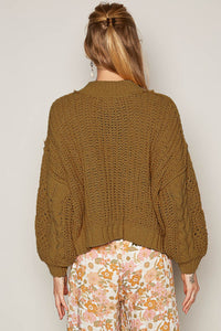 POL Mock Neck Cable Knit Sweater - Brittney MADE