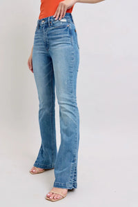Judy Blue HW Tummy Control Vintage Wash Side Slit Slim Boot Jeans - Brittney MADE