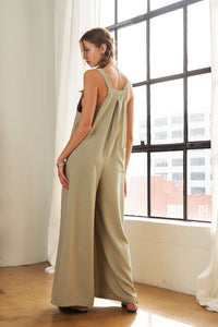 ADORA Square Neck Wide Leg Overalls with Pockets - Brittney MADE