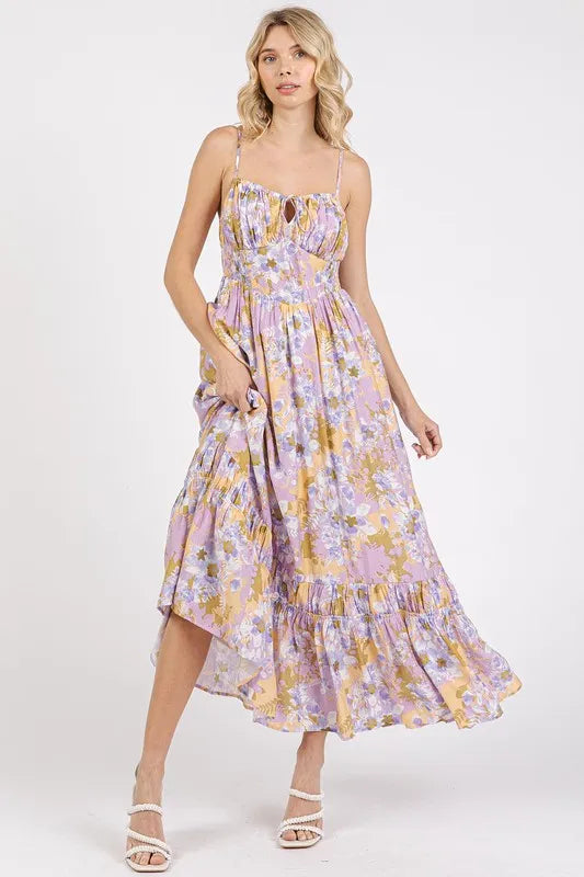 Mittoshop Floral Smocked Back Ruffled Hem Maxi Cami Dress - Brittney MADE