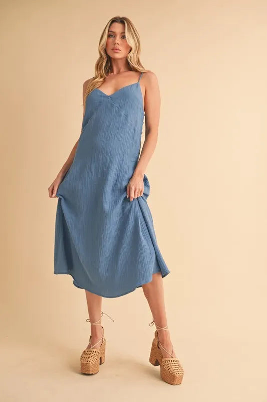 Aemi+Co Side Button Midi Cami Dress - Brittney MADE