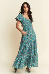 Davi & Dani Lightweight Sweetheart Neck Textured Tiered Maxi Dress - Brittney MADE