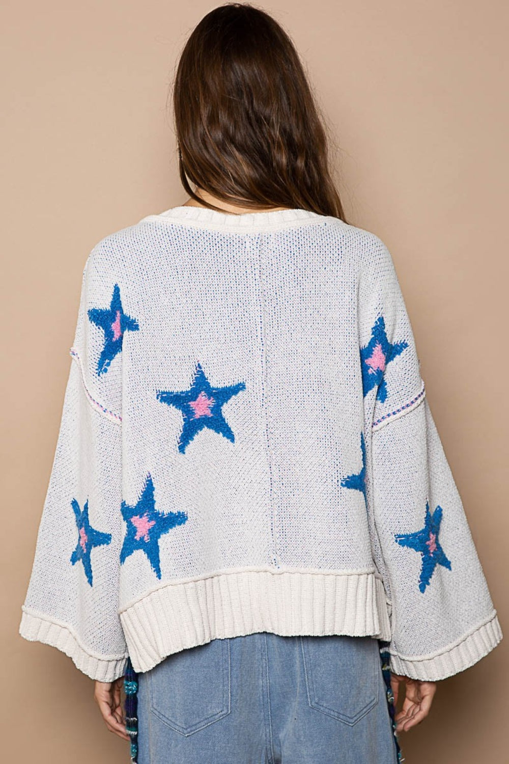 POL Long Sleeve Star Patch Sweater - Brittney MADE