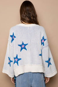 POL Long Sleeve Star Patch Sweater - Brittney MADE