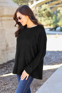 Basic Bae Full Size Ribbed Round Neck Long Sleeve Knit Top - Brittney MADE