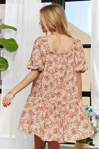 ADORA Floral Square Neck Puff Sleeve Dress - Brittney MADE