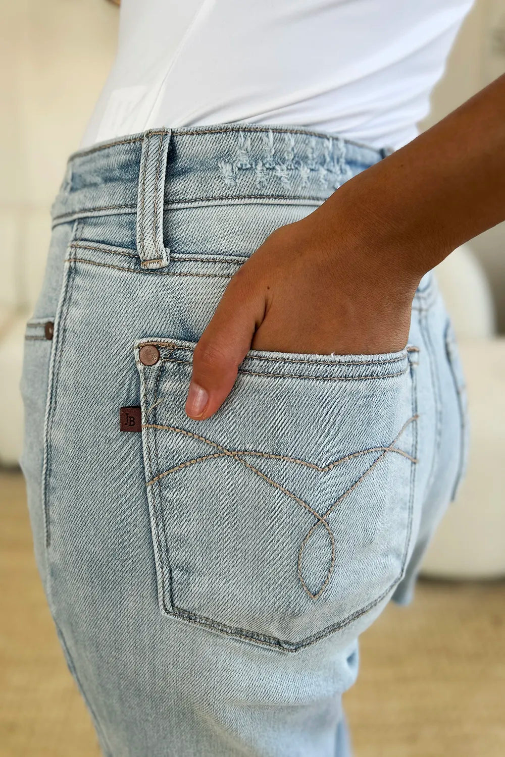 Judy Blue Full Size High Waist Distressed Straight Jeans - Brittney MADE
