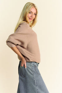 Davi & Dani Round Neck Batwing Sleeve Sweater - Brittney MADE