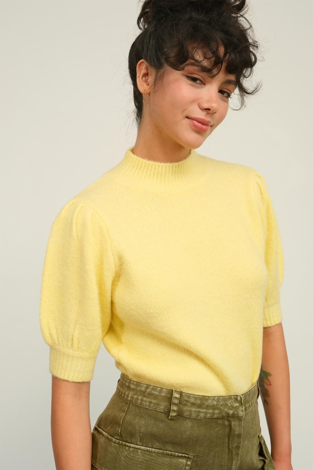 HYFVE Mock Neck Puff Sleeve Sweater - Brittney MADE