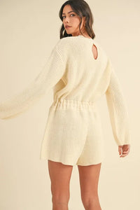 MABLE Round Neck Long Sleeve Sweater Romper - Brittney MADE