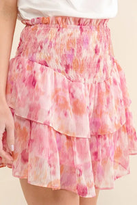 And The Why Printed Lurex Smocked Waist Tiered Skort - Brittney MADE