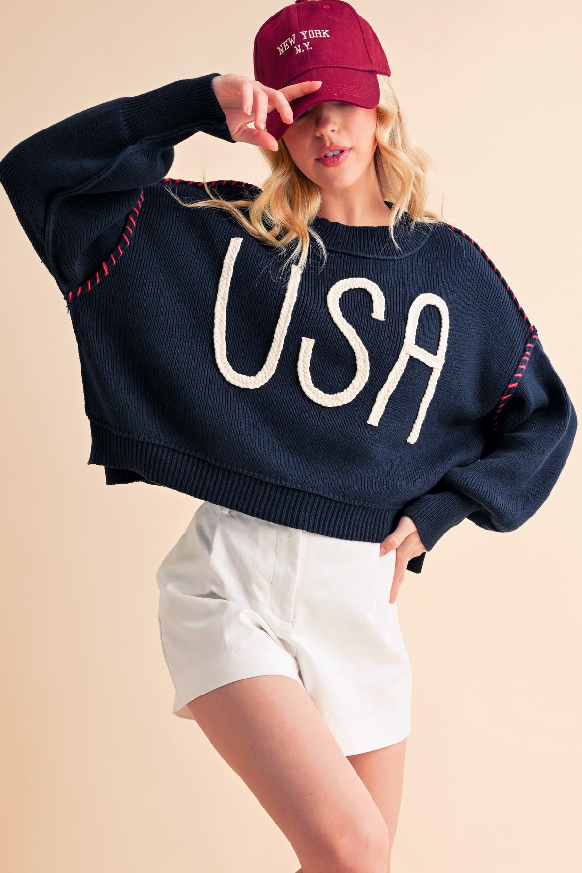 Aemi + Co USA Side Slit Round Neck Sweater - Brittney MADE