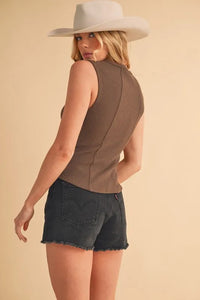 Aemi + Co Exposed Seam Ribbed Wide Strap Tank - Brittney MADE