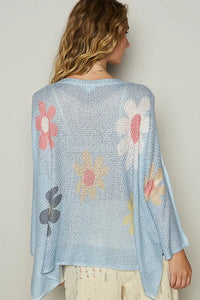 POL Flower Dropped Shoulder Long Sleeve Knit Top - Brittney MADE