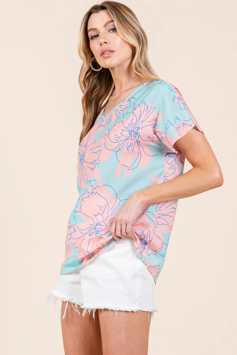 BOMBOM Floral Short Sleeve T-Shirt - Brittney MADE