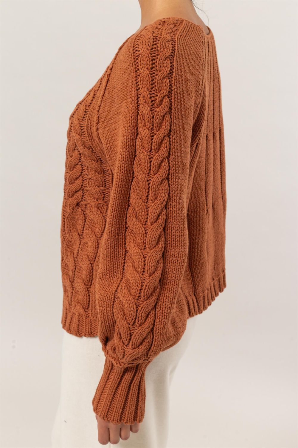 HYFVE Cable-Knit Round Neck Raglan Sleeve Sweater - Brittney MADE