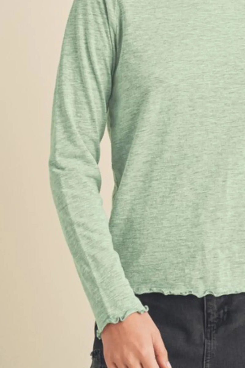 Aemi + Co Lettuce Hemline Round Neck Raglan Sleeve T-Shirt - Brittney MADE