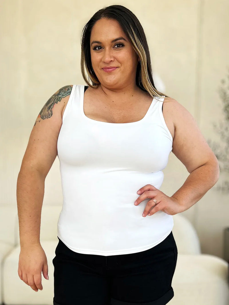 Basic Bae Full Size Square Neck Wide Strap Tank - Brittney MADE