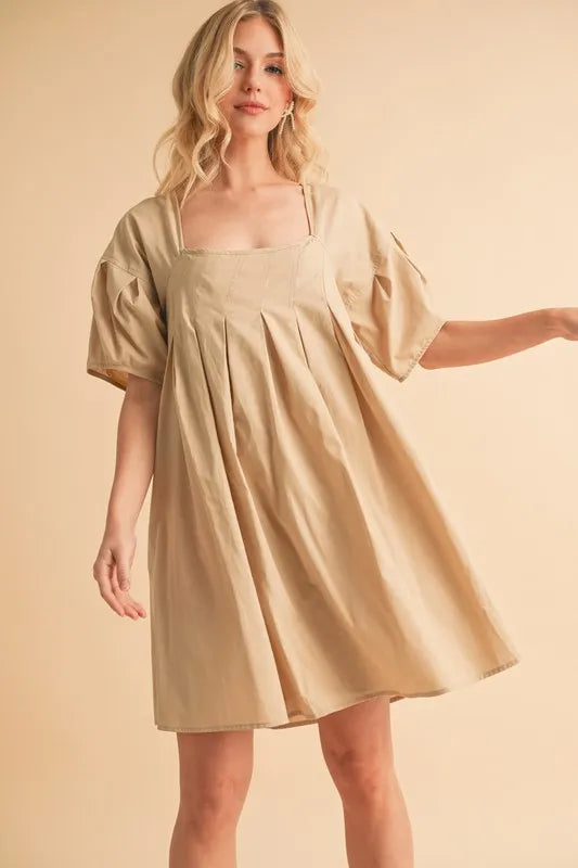 Aemi + Co Square Neck Babydoll Dress with Pockets - Brittney MADE