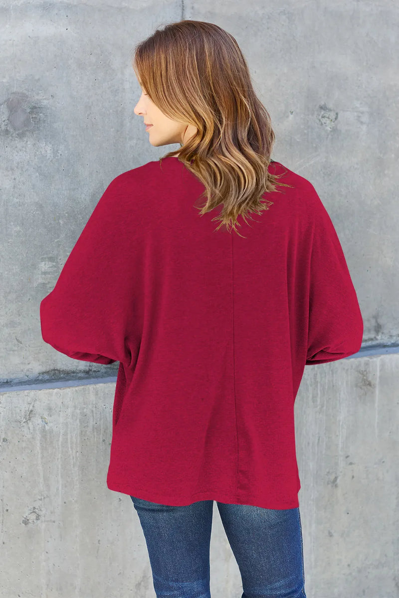 Double Take Full Size Round Neck Long Sleeve T-Shirt - Brittney MADE