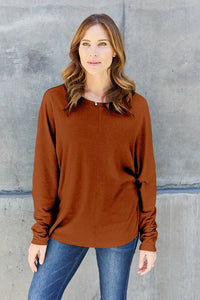 Double Take Full Size Round Neck Long Sleeve T-Shirt - Brittney MADE