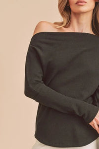 Aemi + Co One Shoulder Long Sleeve Knit Top - Brittney MADE