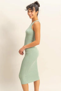 HYFVE Ribbed Round Neck Sleeveless Knit Midi Dress - Brittney MADE