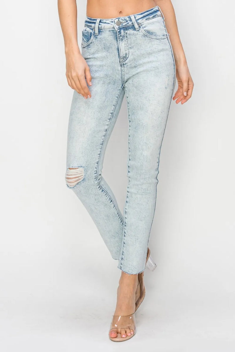 Risen Full Size High Rise Distressed Skinny Jeans - Brittney MADE