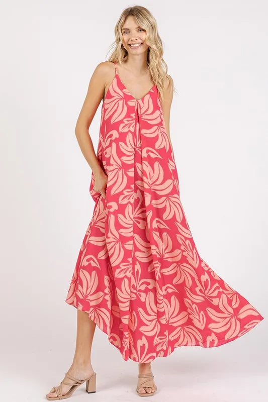 Mittoshop Printed V-Neck Maxi Cami Dress with Pockets - Brittney MADE