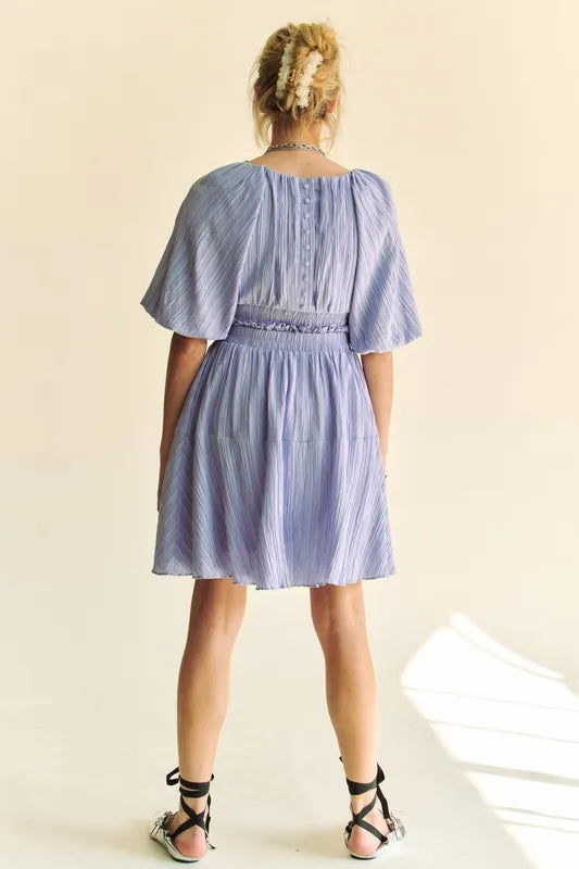 Davi & Dani Back Button Puff Sleeve Mini Dress - Brittney MADE
