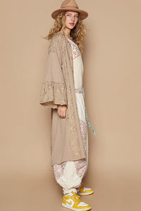 POL Flower Lace Trim Open Front Longline Cardigan - Brittney MADE