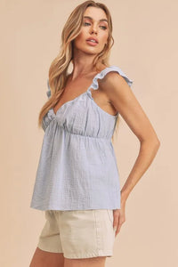 Aemi + Co Sweetheart Neck Ruffled Strap Top - Brittney MADE