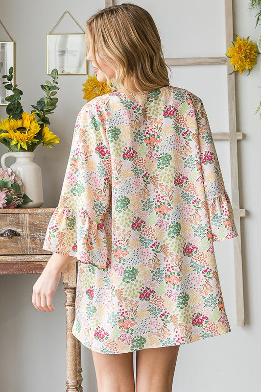 Heimish Full Size Multi Color Floral Open Cardigan Plus Size - Brittney MADE