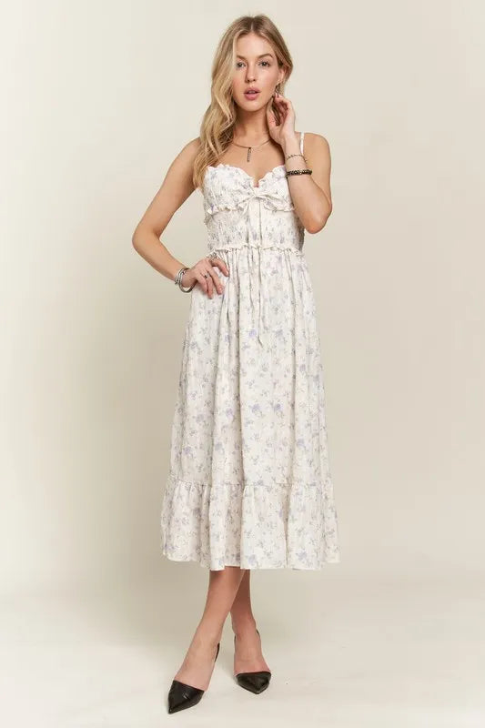 ADORA Smocked Floral Sweetheart Neck Cami Dress - Brittney MADE