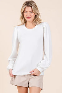 Mittoshop Round Neck Long Sleeve Rib Knit Top - Brittney MADE