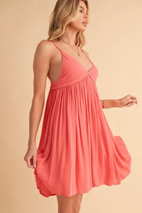 Aemi + Co Ruched Plunge Mini Cami Dress - Brittney MADE