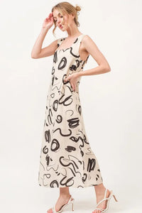 And The Why Square Neck Abstract Printed Maxi Dress - Brittney MADE