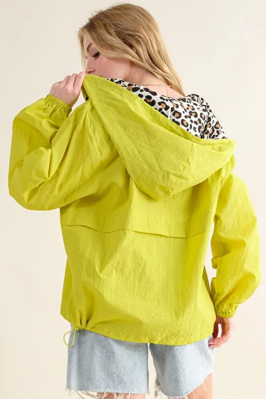 And The Why Leopard Print Hoodie Zipper Up Pocket Windbreaker - Brittney MADE