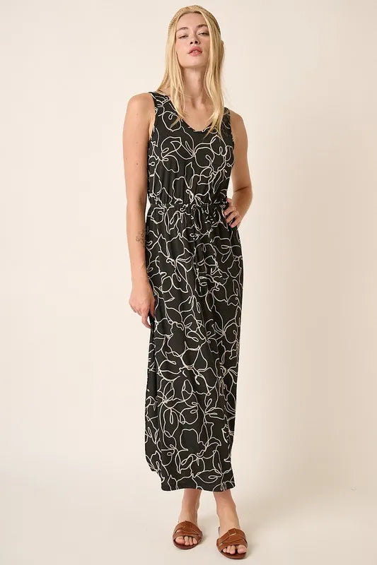 Mittoshop Side Slit Flower Print V-Neck Sleeveless Dress - Brittney MADE