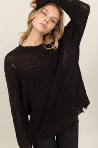 HYFVE Distressed Long Sleeve Knit Top - Brittney MADE