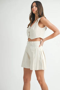 MABLE Button Down Vest Blazer and Shorts Set - Brittney MADE