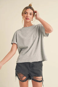 Aemi + Co Exposed Seam Round Neck Short Sleeve T-Shirt - Brittney MADE