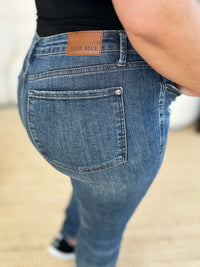 Judy Blue Full Size Mid Waist Distressed Slim Jeans - Brittney MADE