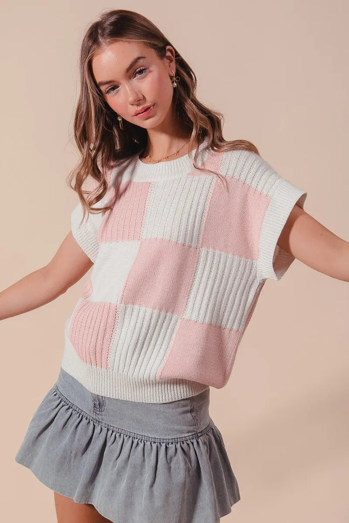 SO ME Check Plaid Casual Sweater Top - Brittney MADE